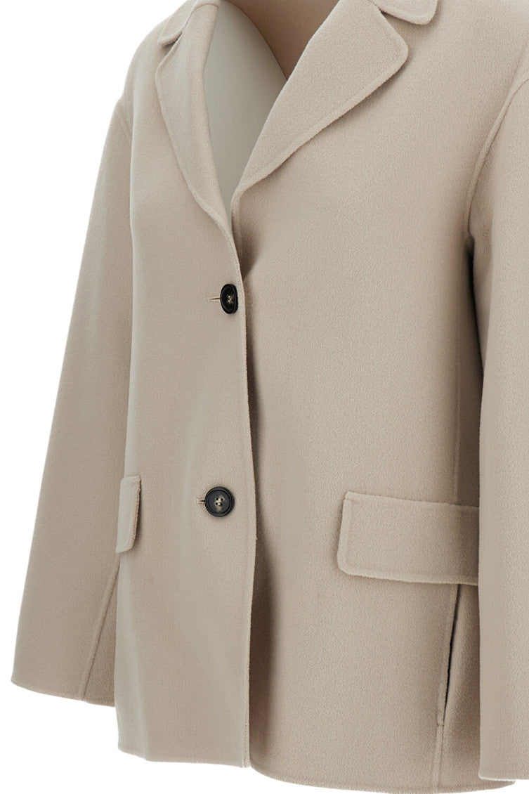 Beige Solid Notched Lapel Blazer 3