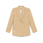 Beige Solid Notched Lapel Blazer 1