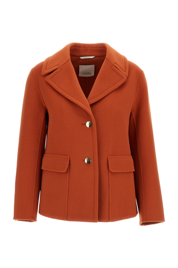 Orange Solid Notched Lapel Blazer 1