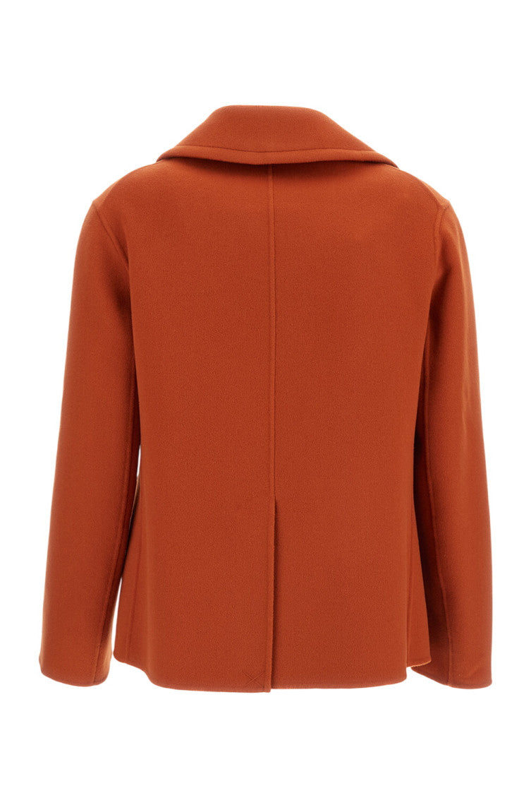 Orange Solid Notched Lapel Blazer 2