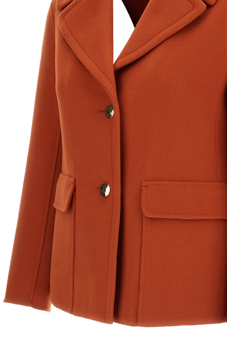 Orange Solid Notched Lapel Blazer 3