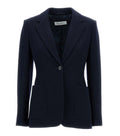 Dark Blue Solid Notched Lapel Blazer 1