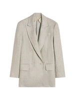 Beige Solid Notched Lapel Blazer 1