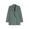 Green Solid Notched Lapel Blazer 1