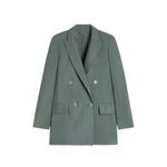 Green Solid Notched Lapel Blazer 1