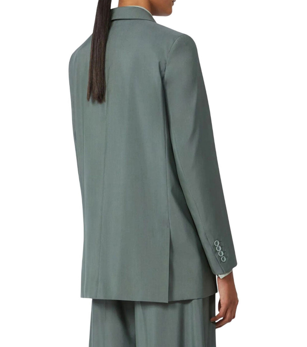 Green Solid Notched Lapel Blazer 3