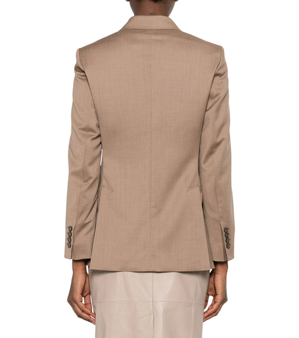 Brown Solid Notched Lapel Blazer 3