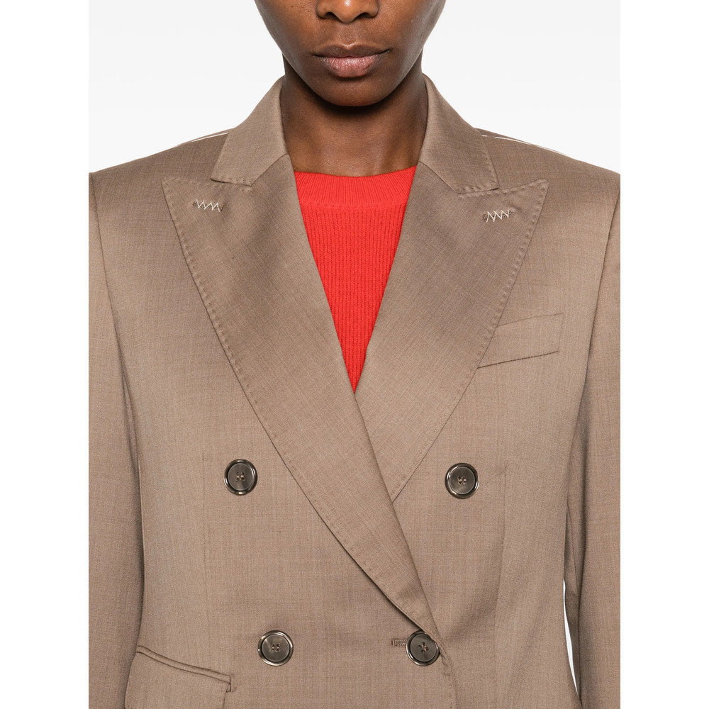 Brown Solid Notched Lapel Blazer 4