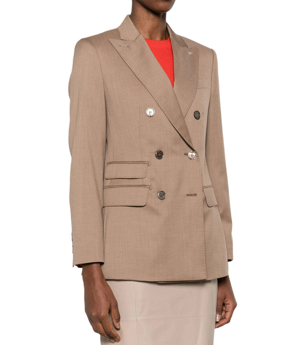 Brown Solid Notched Lapel Blazer 5
