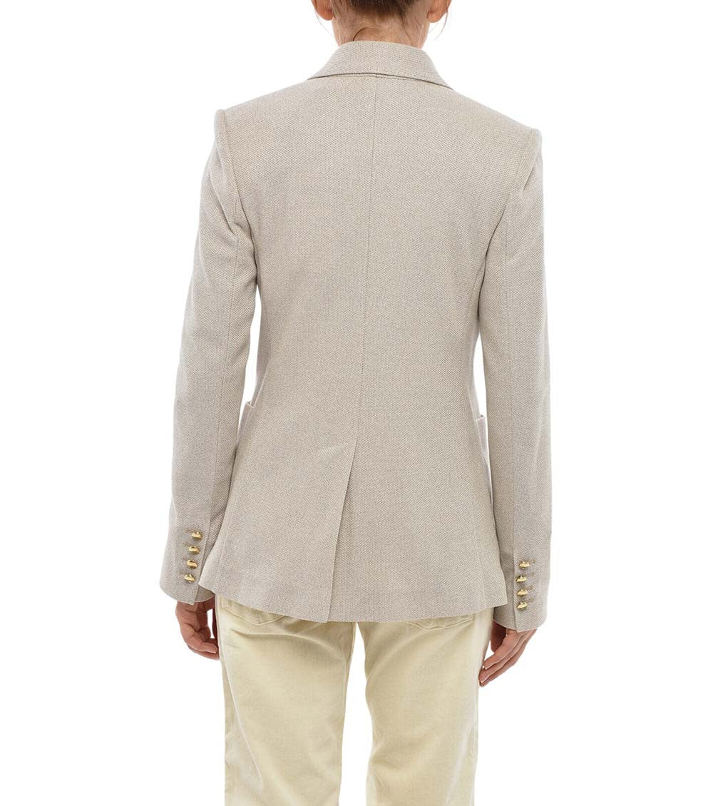 Grey Textured Peaked Lapel Blazer 2