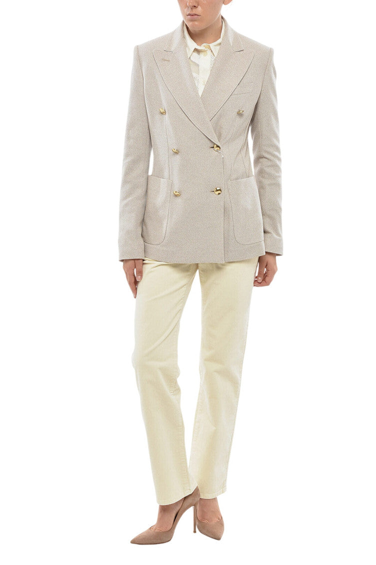 Grey Textured Peaked Lapel Blazer 4