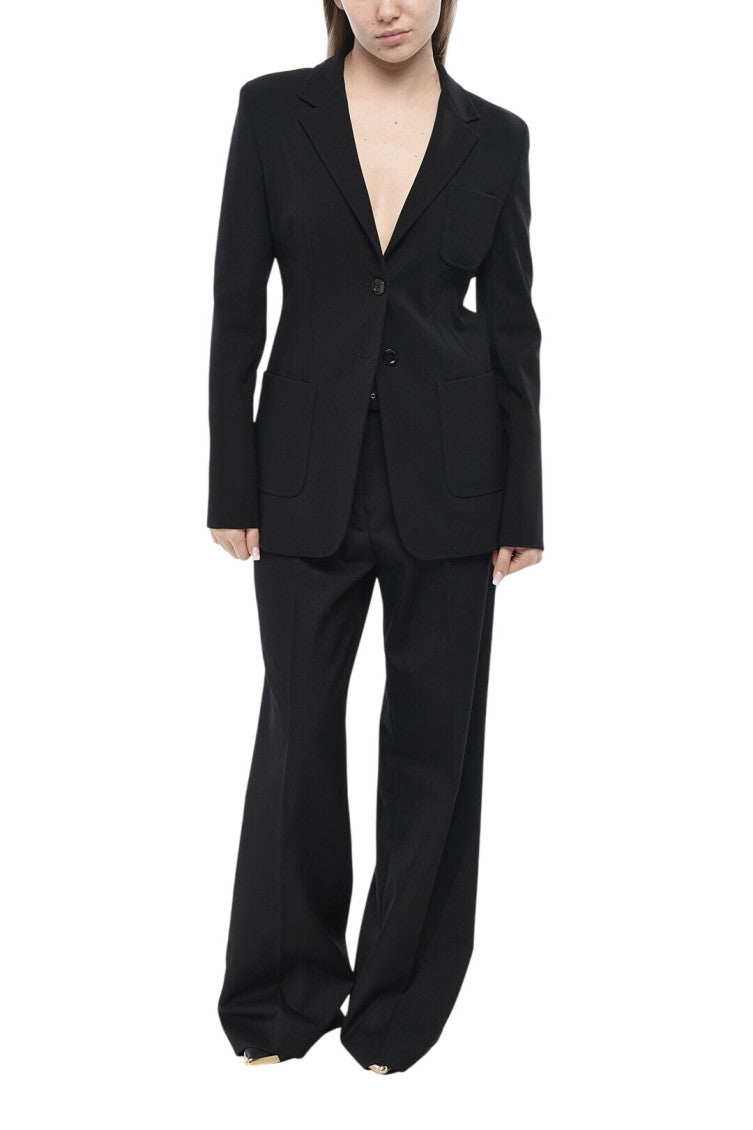 Black Solid Notched Lapel Blazer 4