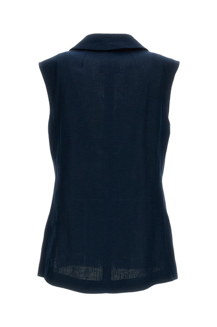 Dark Blue  Notched Lapel Blazer 2