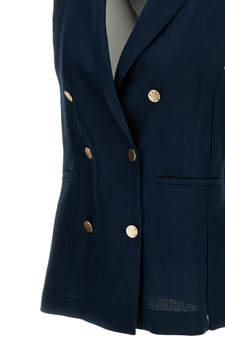 Dark Blue  Notched Lapel Blazer 3