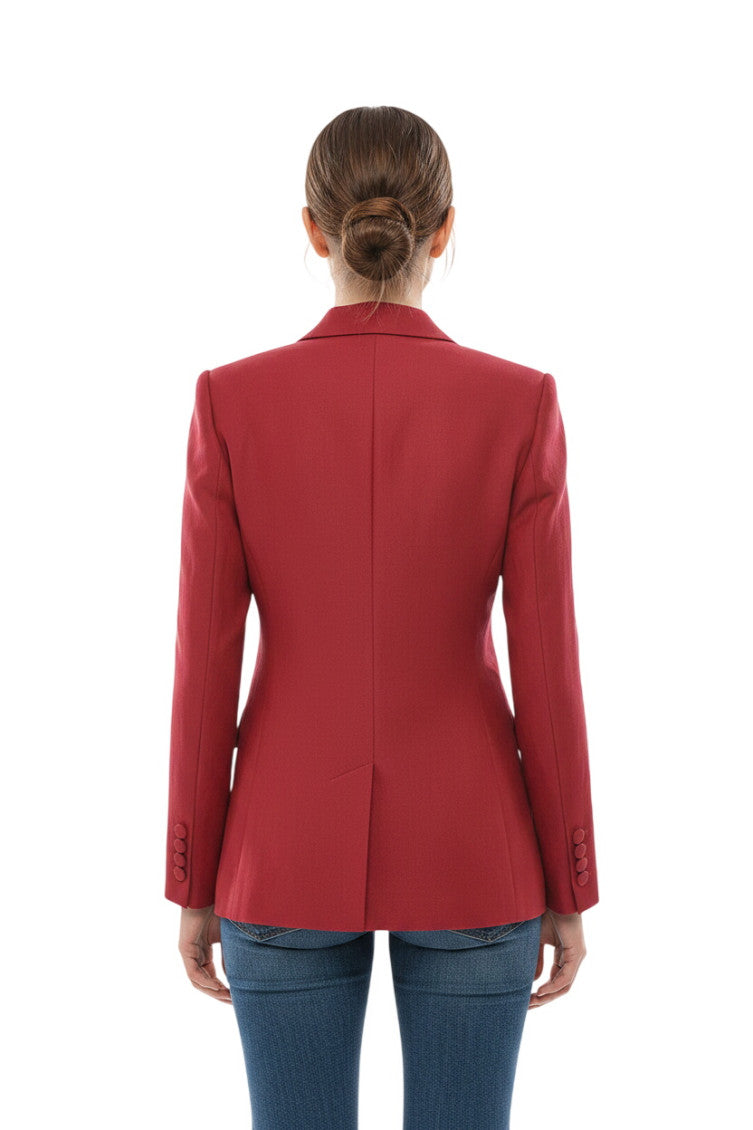Red Notched Lapel Blazer 2
