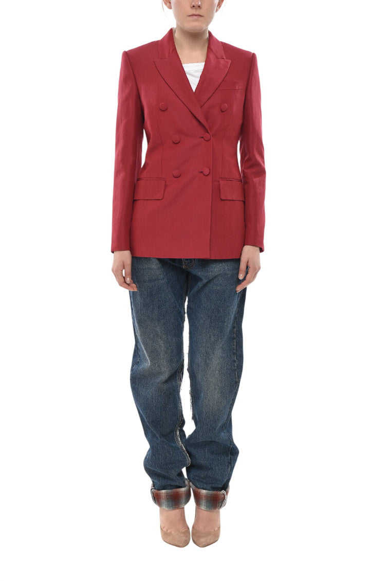 Red Notched Lapel Blazer 4