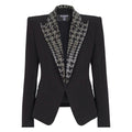 Black Embroidered Peaked Lapel Blazer 1