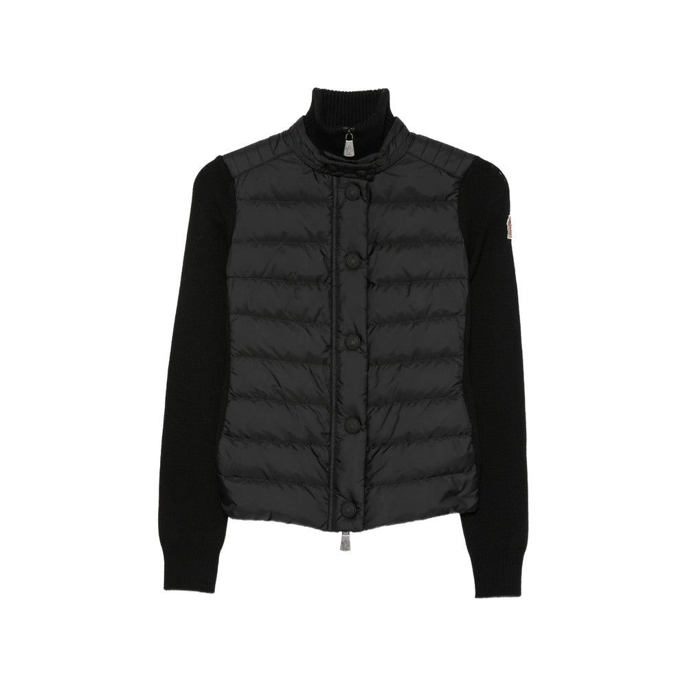 Black Quilted Mock Collar Jacket 1