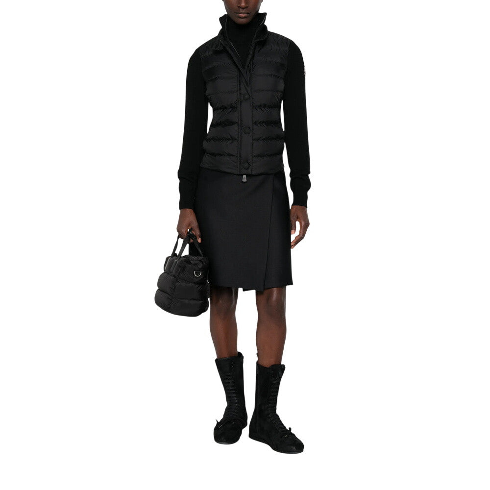 Black Quilted Mock Collar Jacket 2