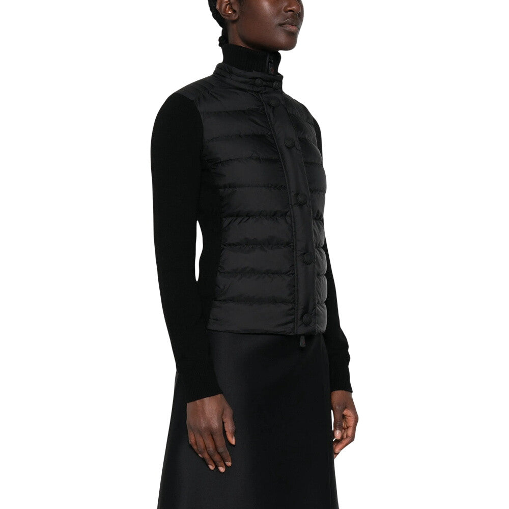 Black Quilted Mock Collar Jacket 3