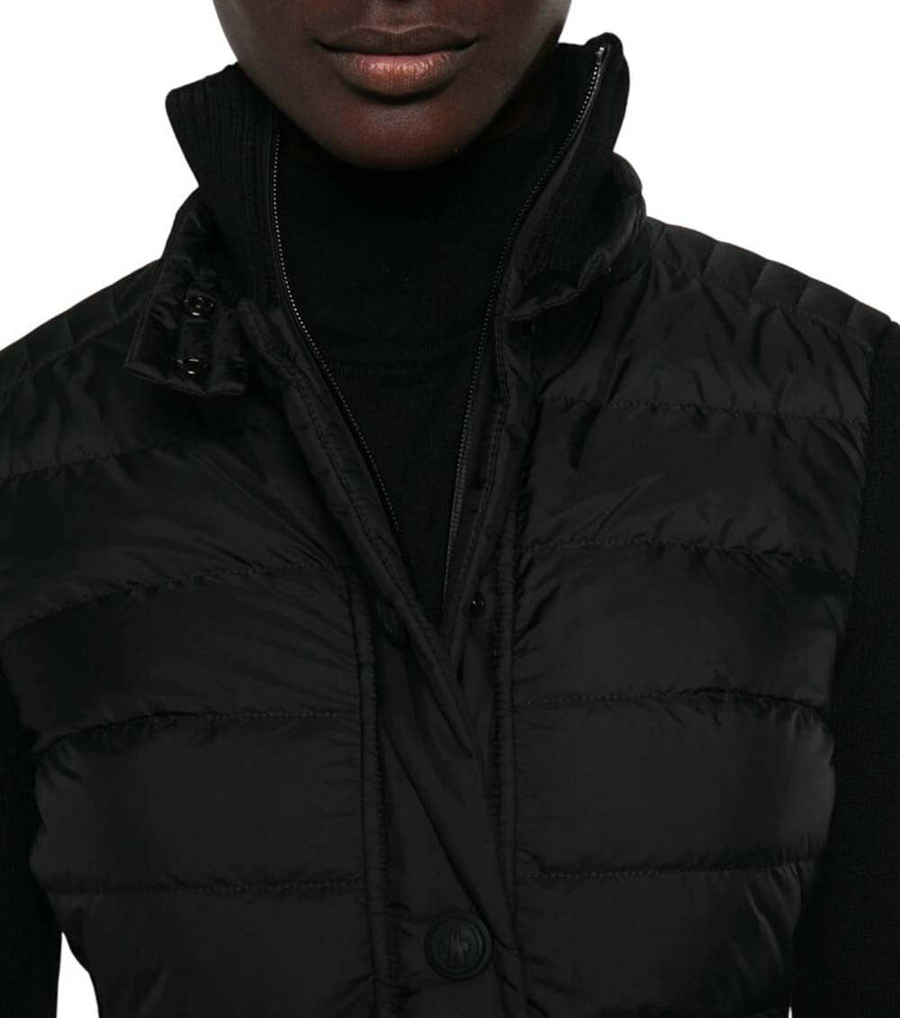 Black Quilted Mock Collar Jacket 4