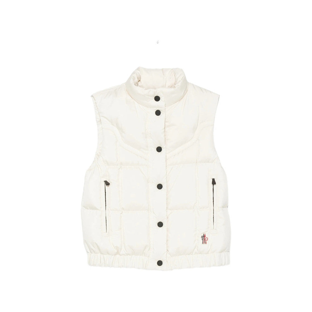 White Quilted Mock Collar Jacket 1