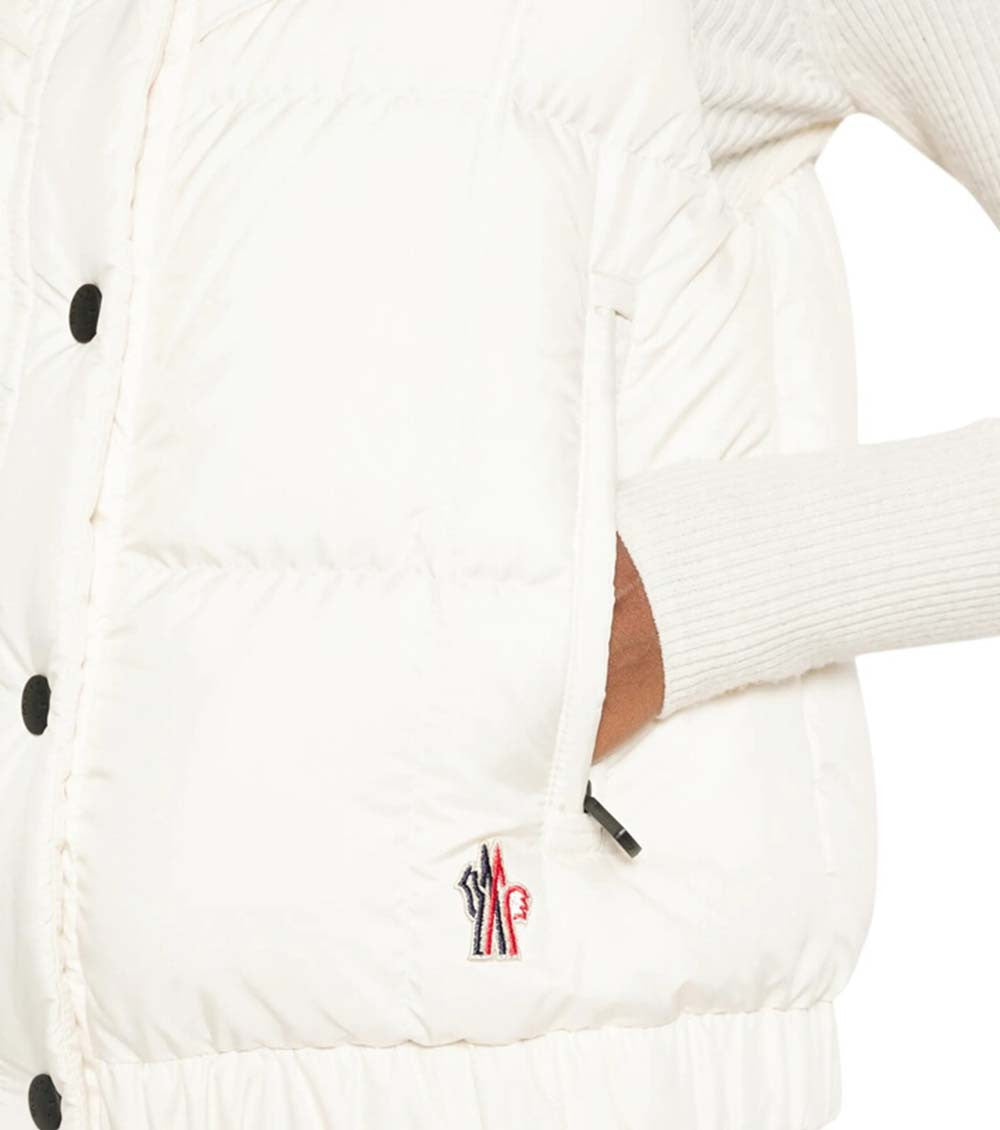 White Quilted Mock Collar Jacket 4