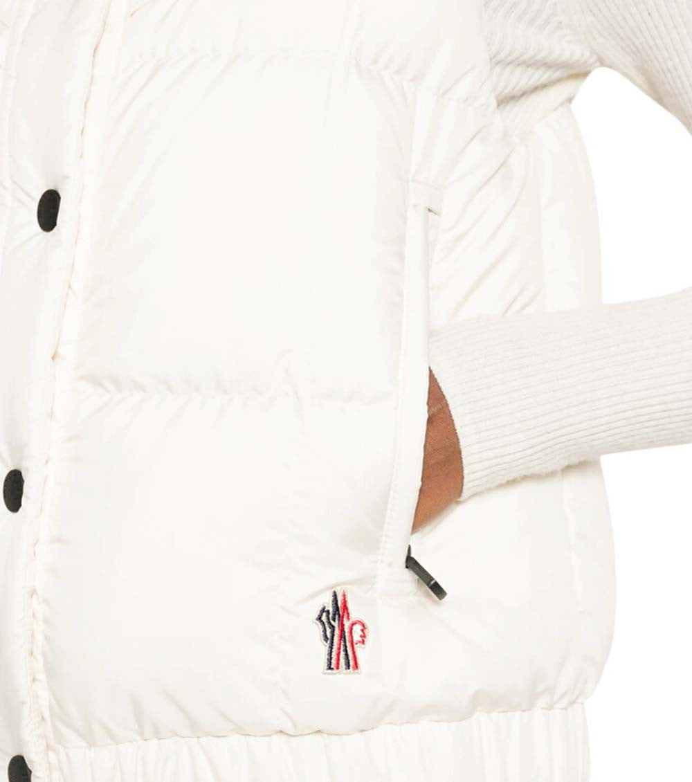 White Quilted Mock Collar Jacket 5