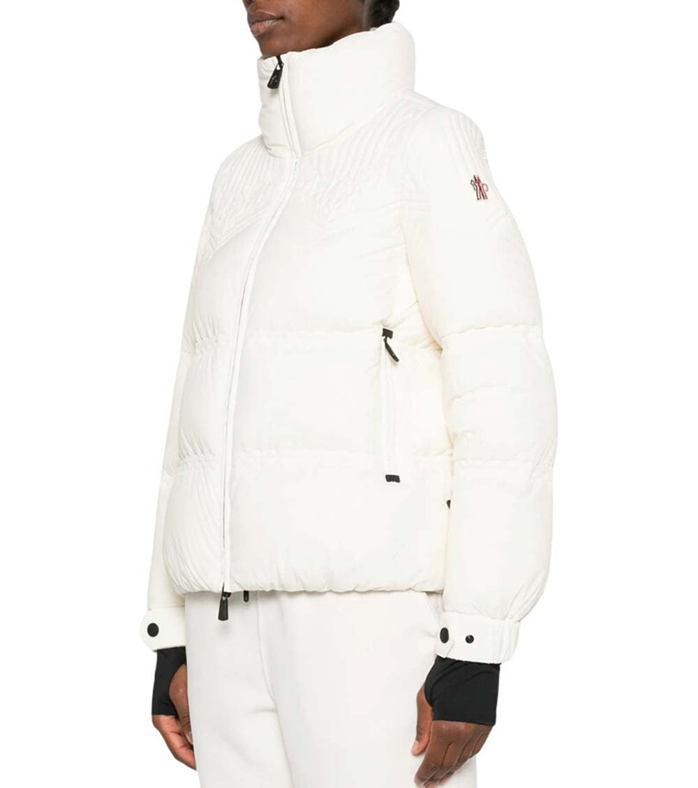 White Quilted Mock Collar Jacket 5