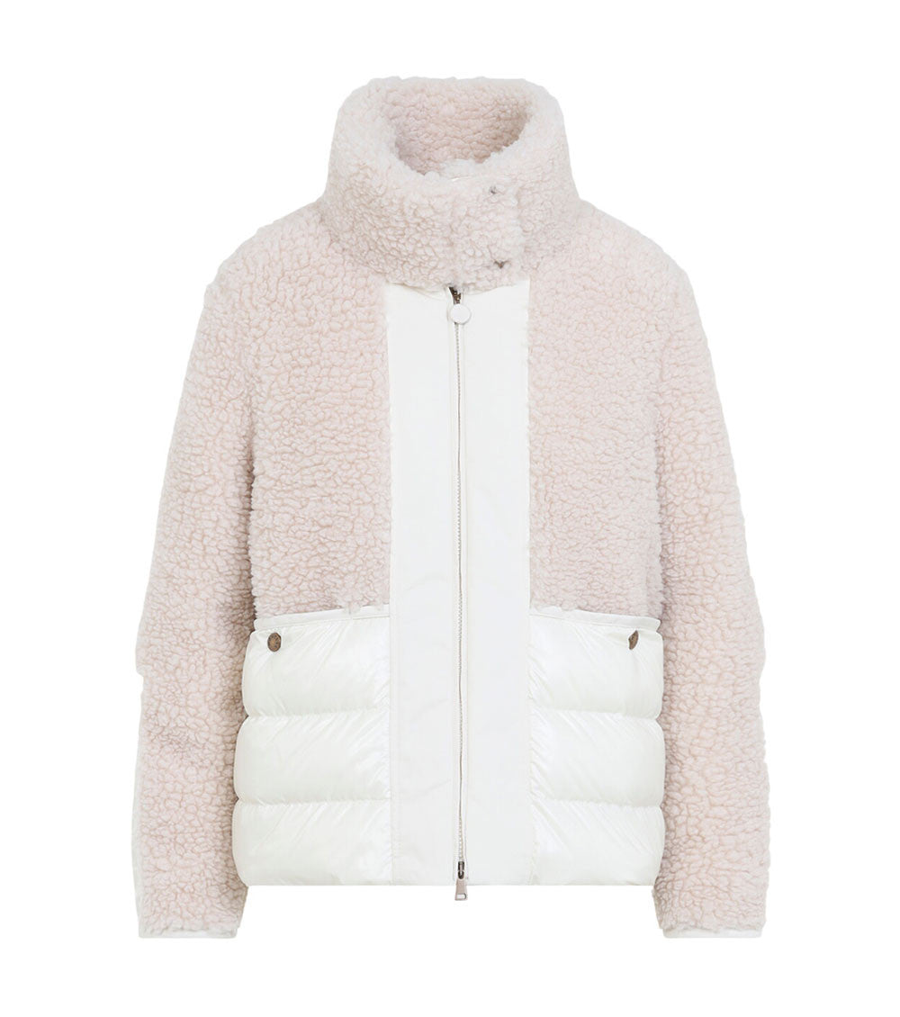 Off White Textured Mock Collar Jacket 1