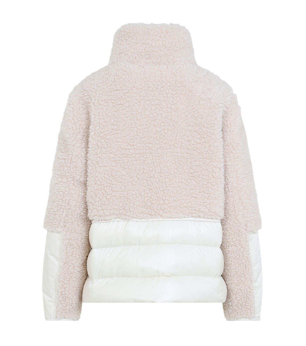 Off White Textured Mock Collar Jacket 2