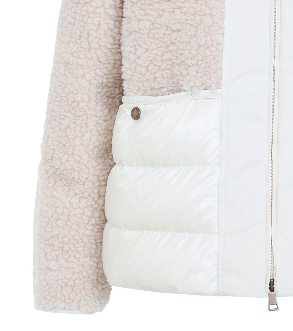 Off White Textured Mock Collar Jacket 3
