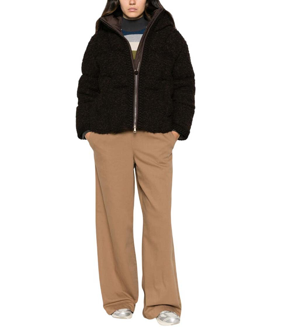 Dark Brown Textured Hood Jacket 1