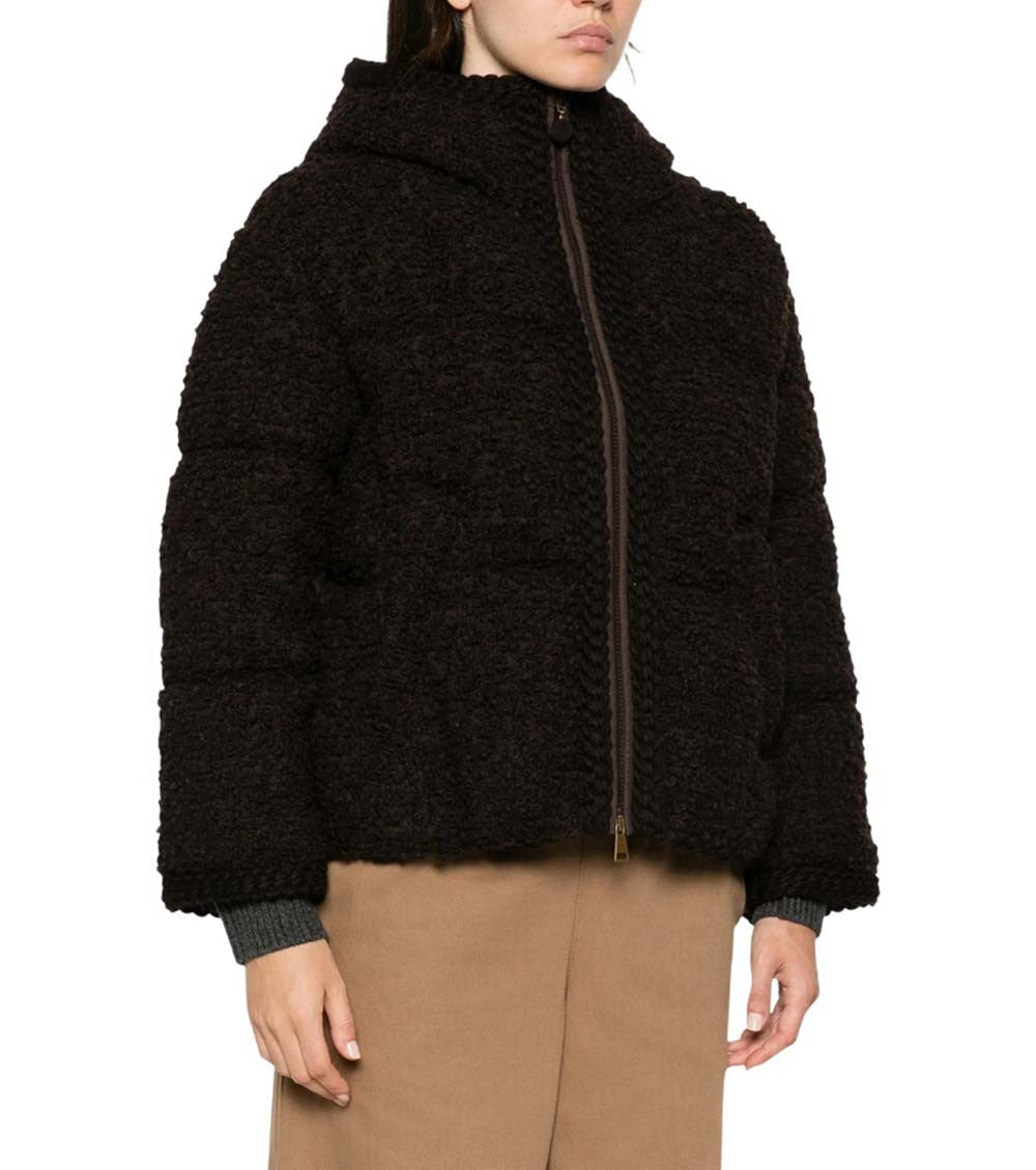 Dark Brown Textured Hood Jacket 4