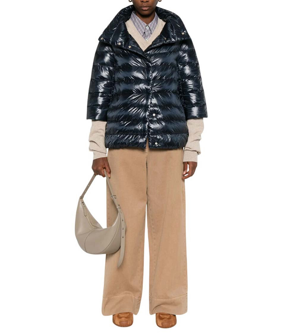 Blue Quilted Mock Collar Jacket 2
