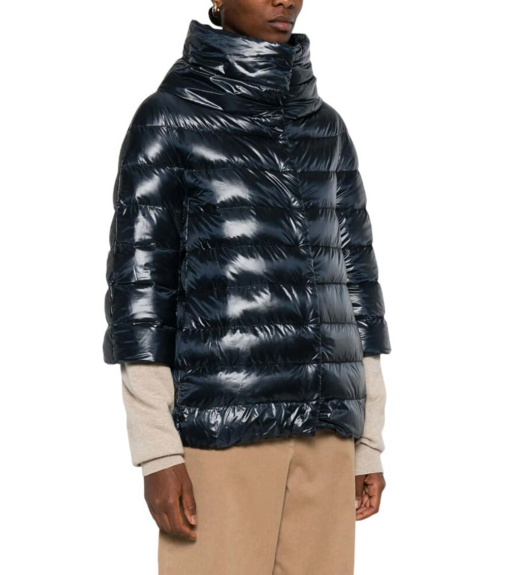 Blue Quilted Mock Collar Jacket 4