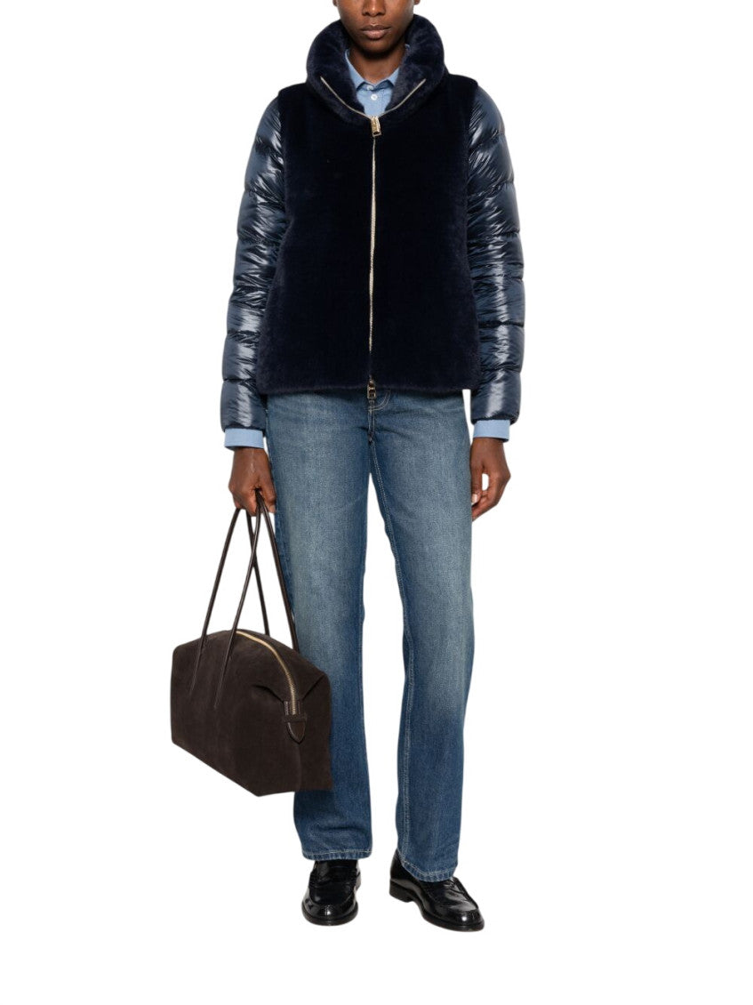 Navy Solid High Neck Jacket 3