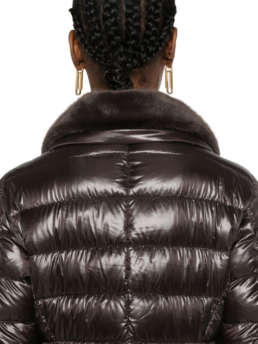 Brown Quilted Shirt Collar Jacket 4