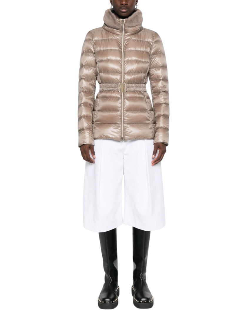 Beige Quilted Mock Collar Jacket 2