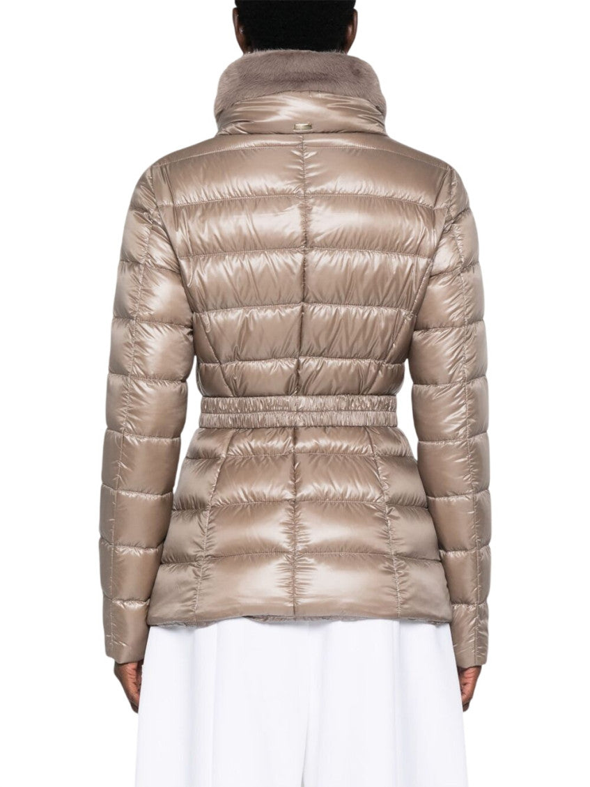 Beige Quilted Mock Collar Jacket 3