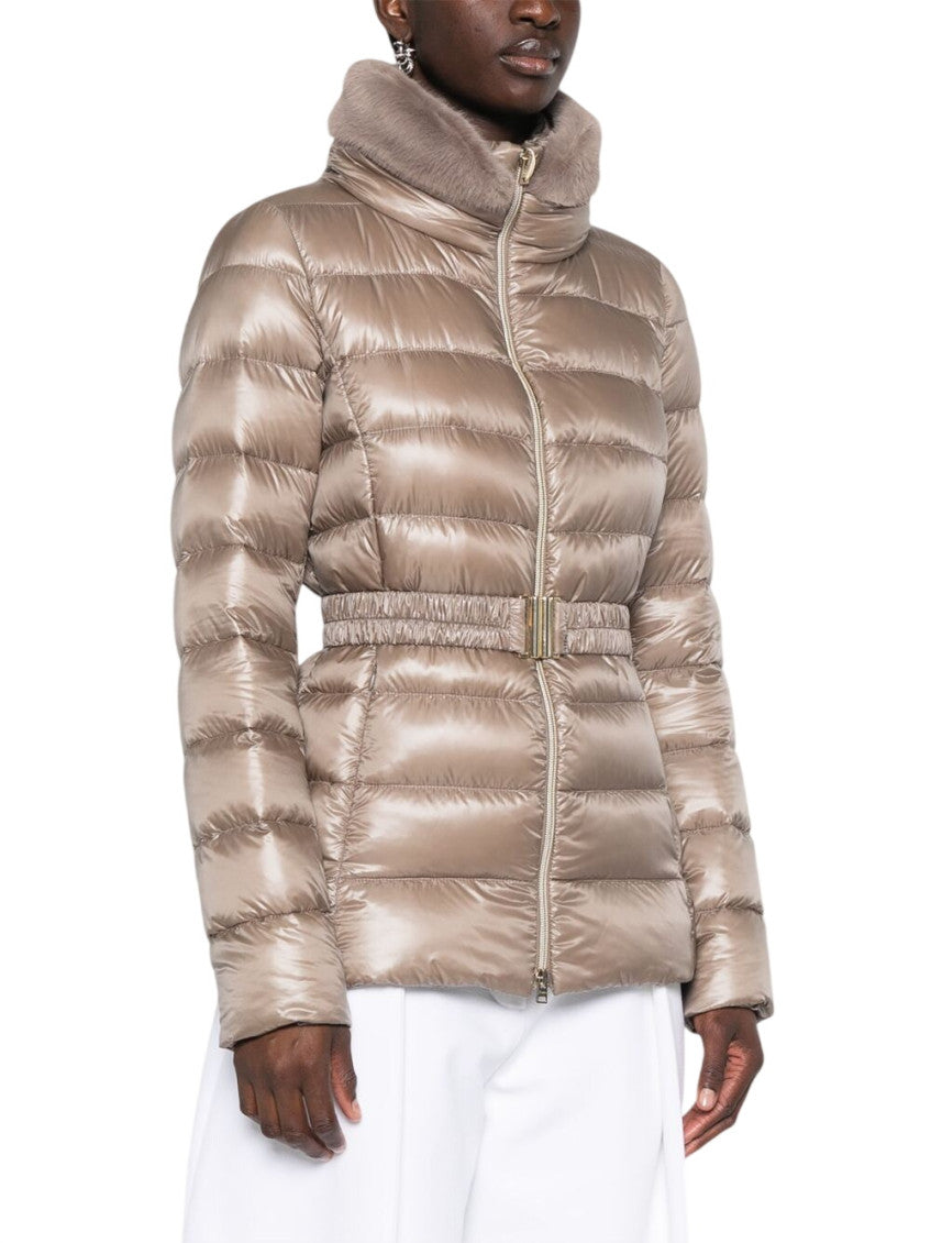 Beige Quilted Mock Collar Jacket 4