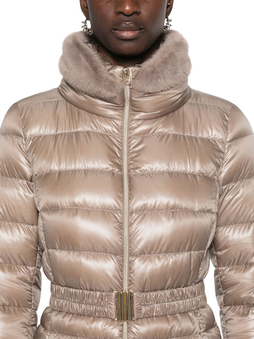 Beige Quilted Mock Collar Jacket 5