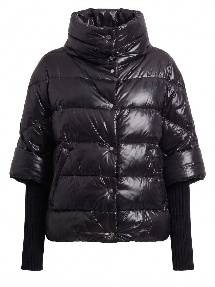 Black Quilted High Neck Jacket 1