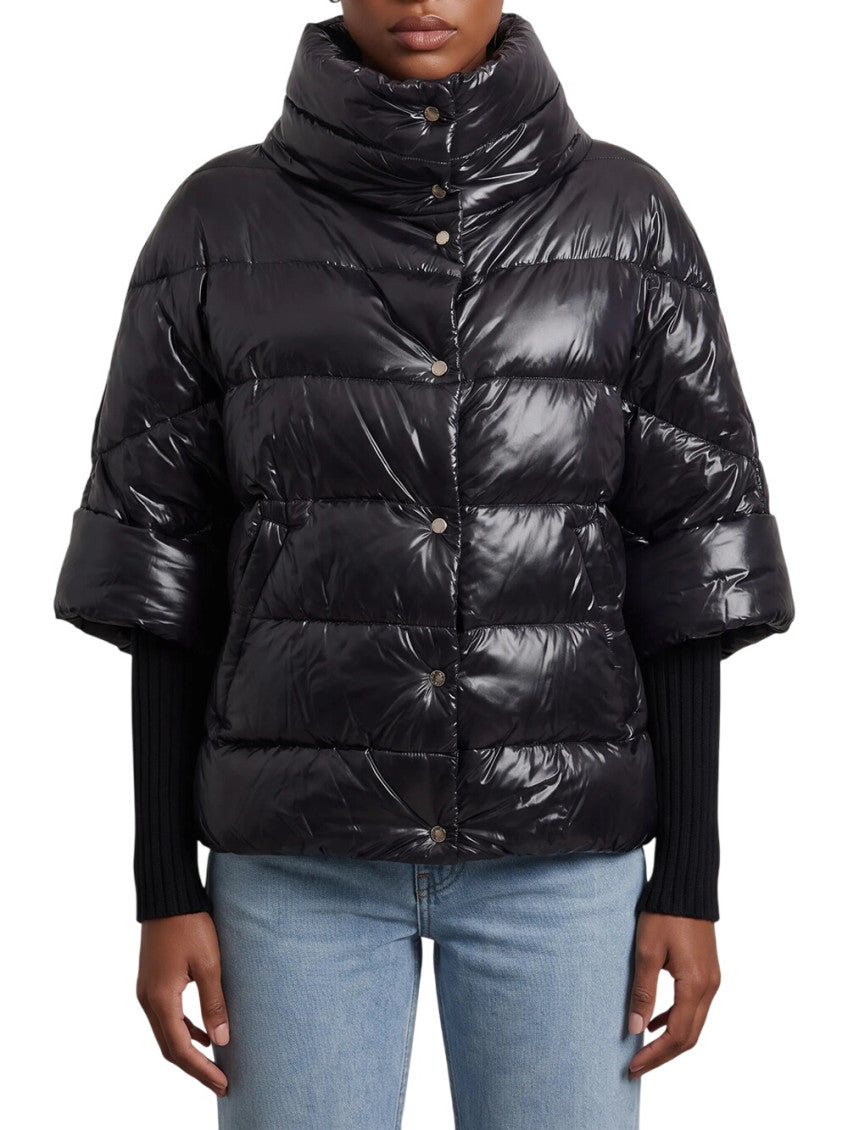 Black Quilted High Neck Jacket 2