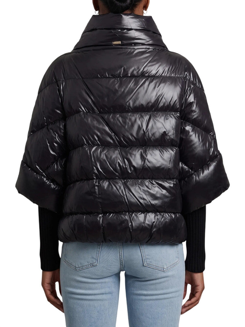 Black Quilted High Neck Jacket 3