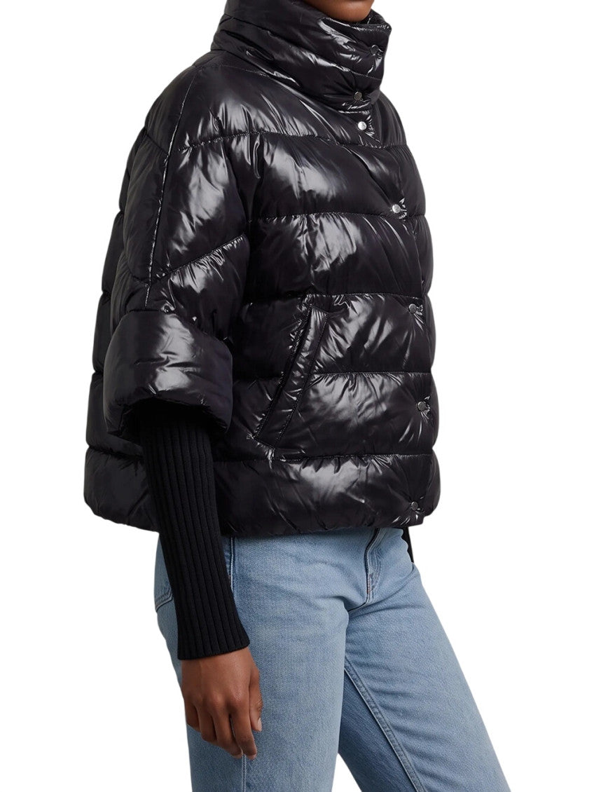 Black Quilted High Neck Jacket 4