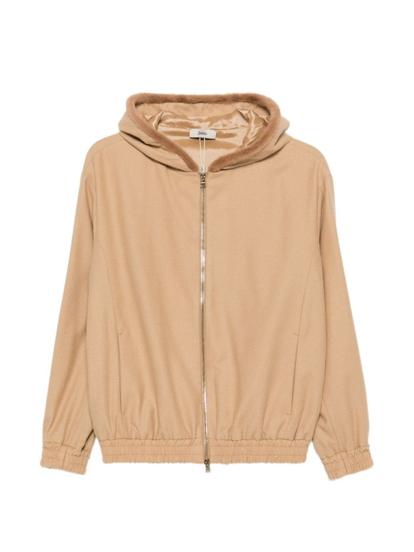 Brown Solid Hood Jacket 1