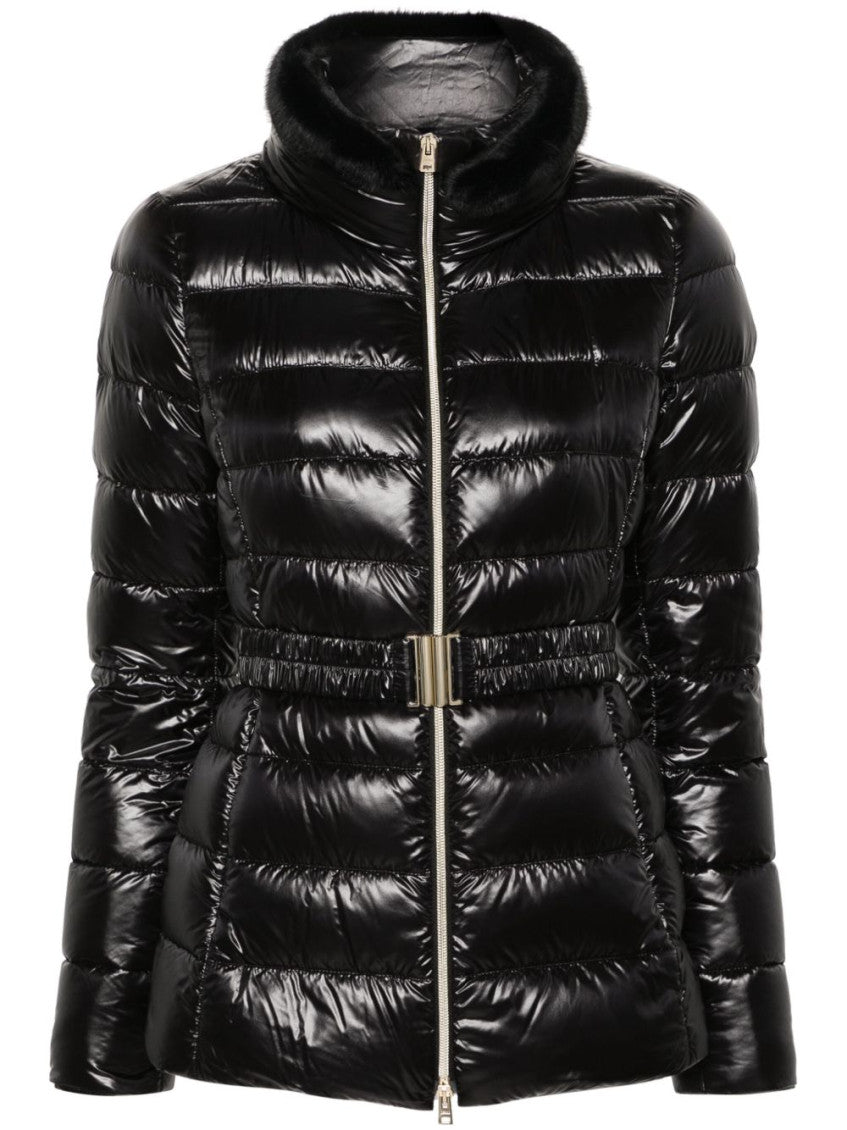 Black Quilted Mock Collar Jacket 1