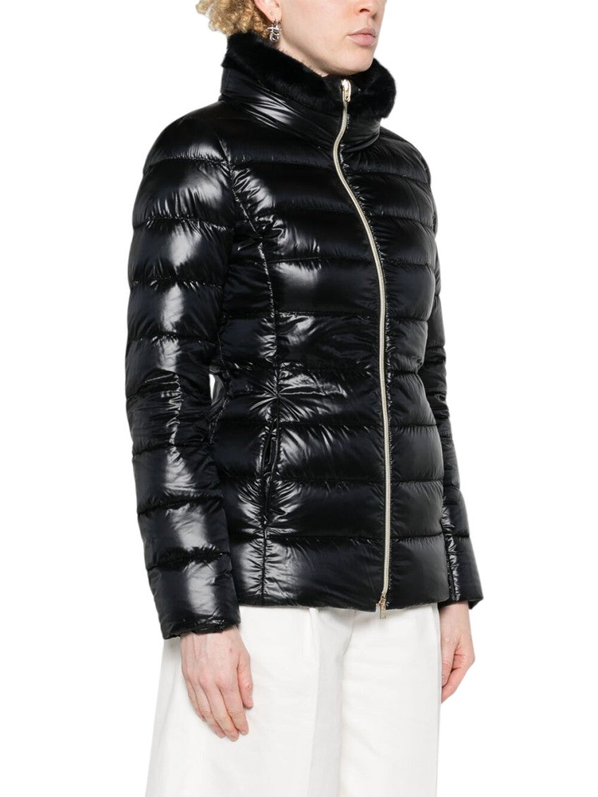 Black Quilted Mock Collar Jacket 3