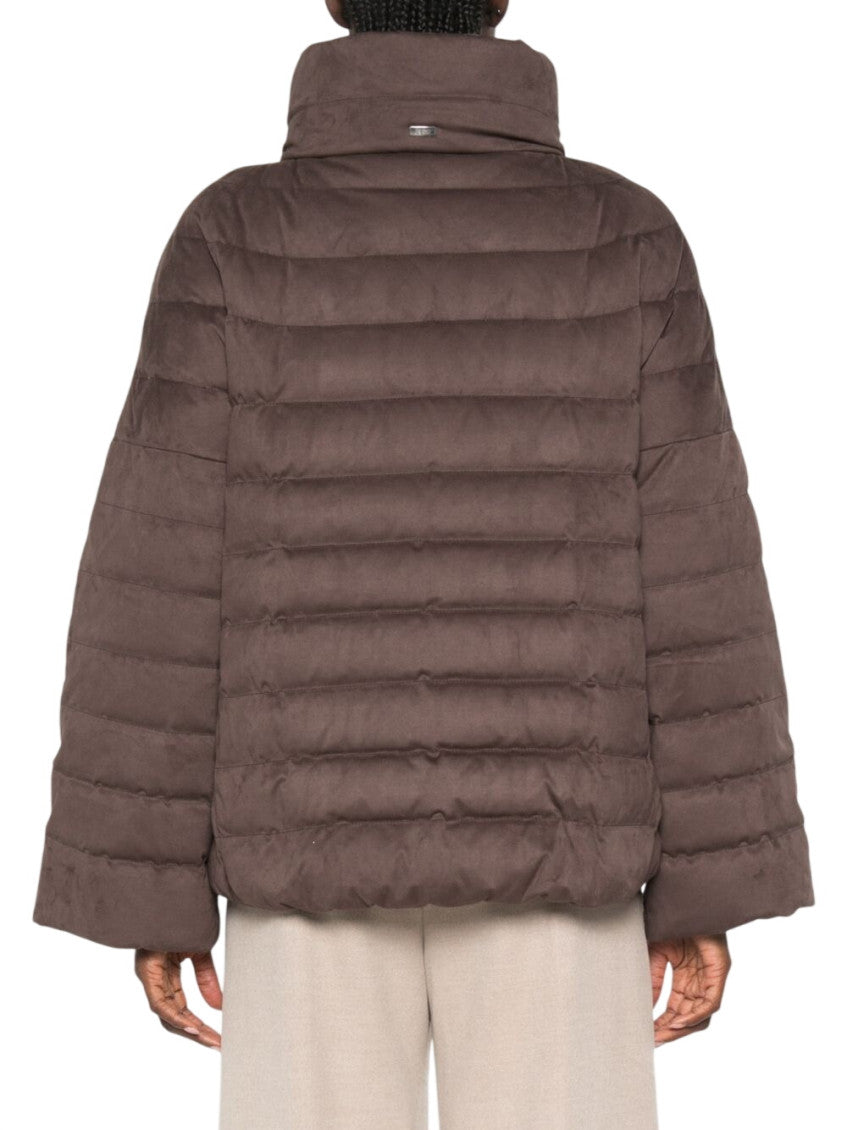 Brown Quilted Mock Collar Jacket 3